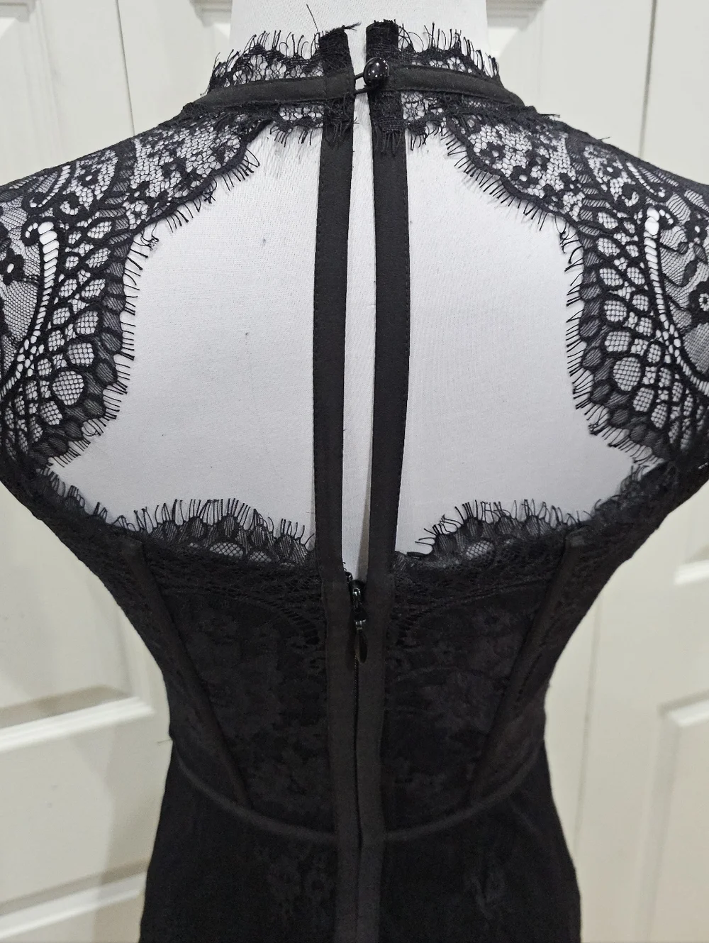 Vintage Y2K Goth Witchy Sexy Bebe Strappy Lace Corset Style Little Black Dress 2 - Picture 9 of 16